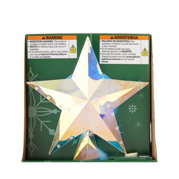 Light Up LED Iridescent 3D Twinkling Star Christmas Tree Topper 12" Multi Lit - Picture 9 of 15